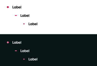 A bullet list component in light and dark modes with Sosh theme