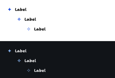 A bullet list component in light and dark modes with Wireframe theme