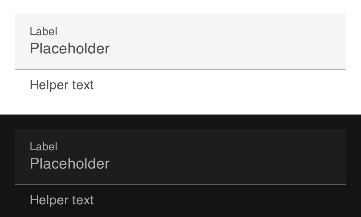 A text input component in light and dark modes with Orange theme